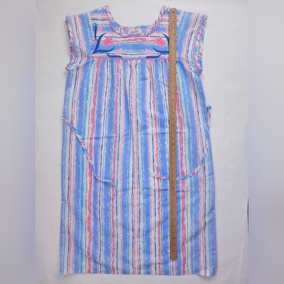 Smart Time Vintage Cotton Poly Embroidered Tulip House Spring Dress Medium - Picture 7 of 13